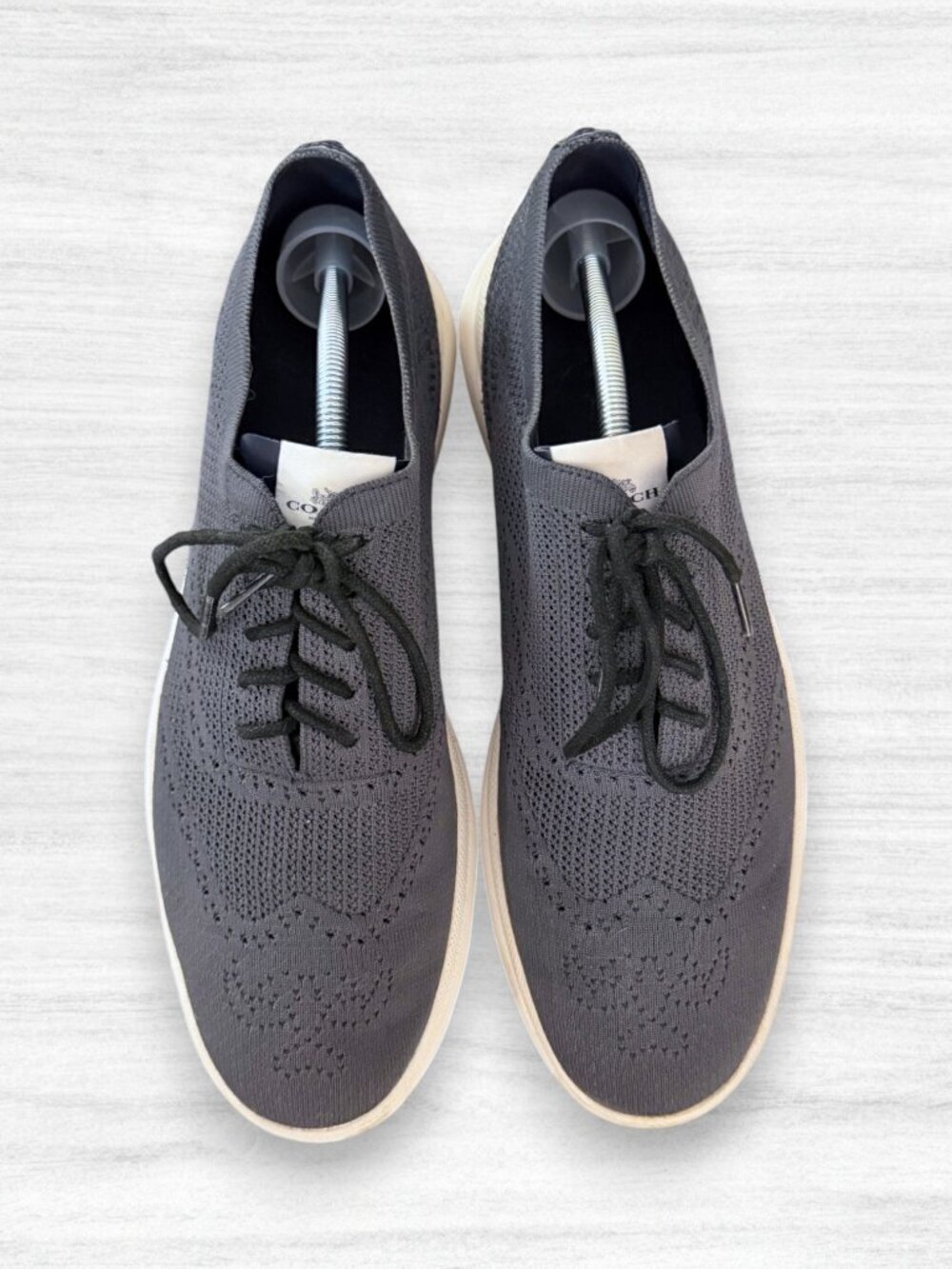 Coach Knit Sneakers Mens 10.5 Gray Black Lightweight Comfort Casual Lace Up